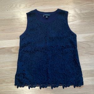 Ann Taylor navy lace sweater shell
